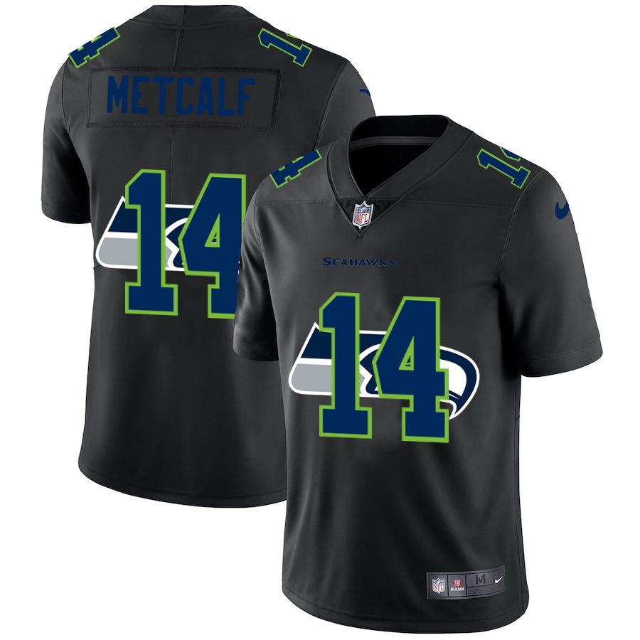 Men Seattle Seahawks 14 Metcalf Black shadow Nike NFL Jersey